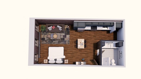 Floor plan for studio, 1 bath, 661 sqft
